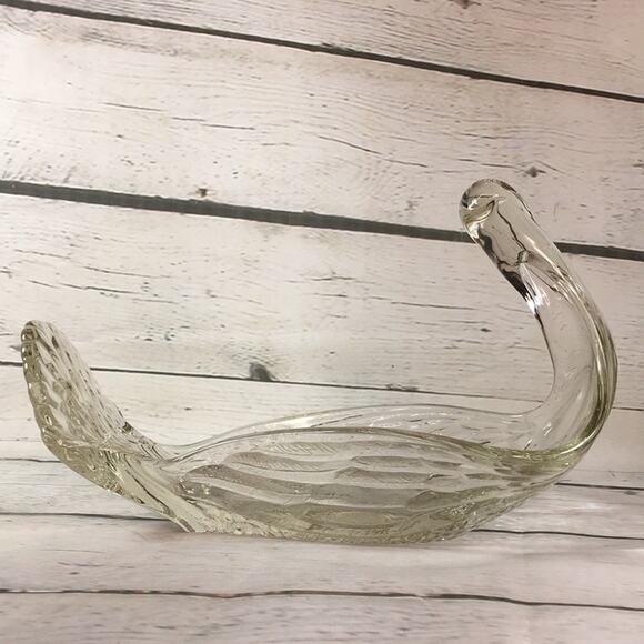 Vintage Heavy Clear Glass Bird SWAN Animal Bowl Serving Dish - Picture 12 of 16